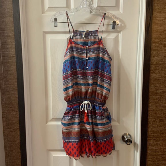 Shrinking Violet Pants - Shrinking Violet Multicolor Striped Print Romper M